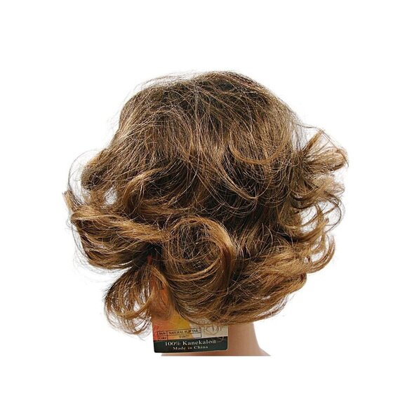 NEW Kanekalon Dark Brown Brunette Natural Flip Tail Wavy Curl Wig Japanese Fiber - Picture 5 of 12